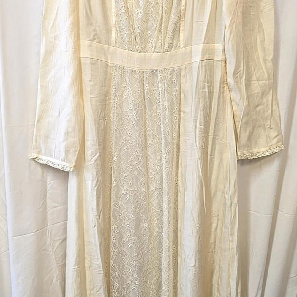 Simple Retro Lace Patchwork Cottage Core Yellow M Coquette Lace Dress‎ - Picture 3 of 15
